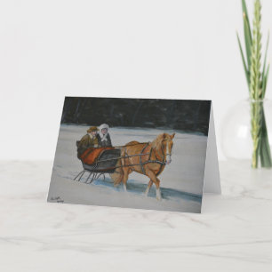 Snowy Ride Winter Scene Wenskaart 5x7 Kaart