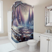 Snowy River in het lavendel winterbos Douchegordijn (In situ)