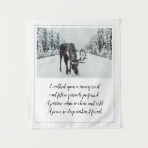 Snowy Road met een wintergedicht van Moose Wandkleed