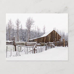 Snowy Rural Barn Scene Foto van jou Briefkaart