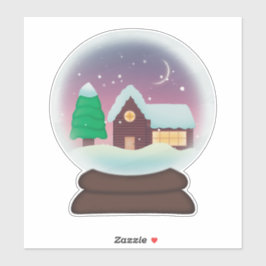 Snowy Rustic Cabin Snowglobe Sticker