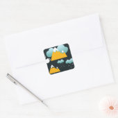 Snowy Rustic Winter Forest Mountain Vierkante Sticker (Envelop)