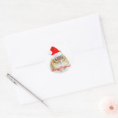 Snowy Santa Chipmunk Ronde Sticker (Envelop)