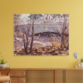 Snowy Scene Of Bridge beroemd gemaakt door Forest  Canvas Afdruk (Insitu (Woonkamer))