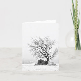 Snowy schuurde de winterscène blanco notiecard. bedankkaart
