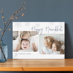 Snowy Script   2 Foto Happy Hanukkah Holiday Kaart