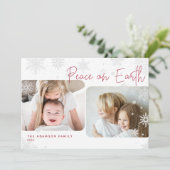 Snowy Script | 2 Fotovrede op Aarde-feestdag Kaart (Staand voorkant)