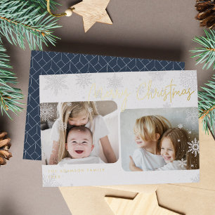 Snowy Script 2 Kerstfeest met foto's Folie Feestdagenkaart