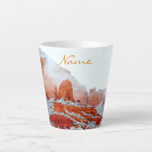 Snowy Sedona Red Rocks Thunder_Cove Latte Mok (Voorkant)