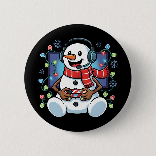Snowy Snowman Gamer Ronde Button 5,7 Cm (Voorkant)