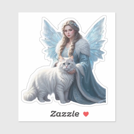 Snowy Solace - Fairy en Cat Sticker (Vel)