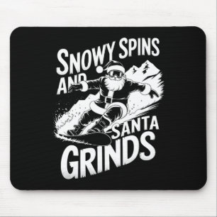 Snowy Spins Santa Grinds Snowboarder Kerstzoon Muismat
