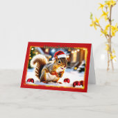 Snowy Squirrel Christmas Kaart (Gele Bloem)