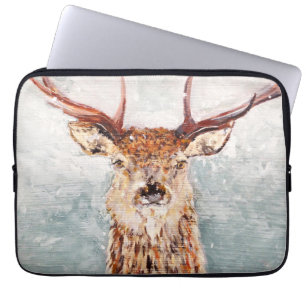 Snowy Stag schilderen door MirandaPA - laptophoes Laptop Sleeve