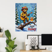 Snowy Strums: de winterballade van Beer Poster (Thuiskantoor)