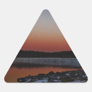 Snowy Sunset at Lake Arrowiad Driehoek Sticker