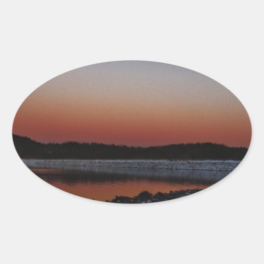 Snowy Sunset at Lake Arrowiad Ovale Sticker (Voorkant)