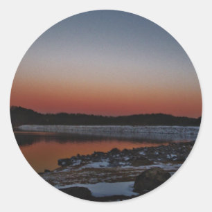 Snowy Sunset at Lake Arrowiad Ronde Sticker