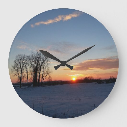 Snowy Sunset Grote Klok (Voorkant)