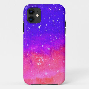 Snowy Sunset Pink Blue Yellow White Snowflakes iPhone 11 Hoesje