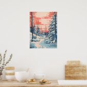 Snowy Sunset Serenity Poster (Keuken)