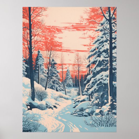 Snowy Sunset Serenity Poster (Voorkant)