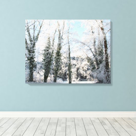Snowy Trees Landschap Foto Canvas Print (Insitu (Houten vloer))