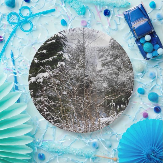 Snowy Trees Papieren Bordje (Feest)