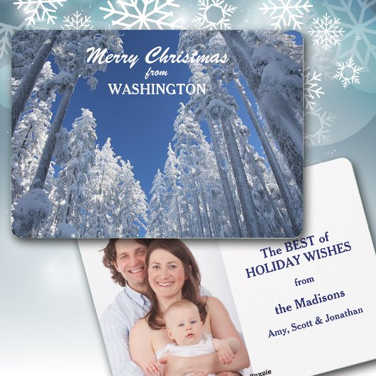 Snowy Trees uit Washington Photo Template Feestdagenkaart