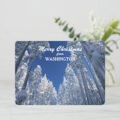 Snowy Trees uit Washington Photo Template Feestdagenkaart (Staand voorkant)