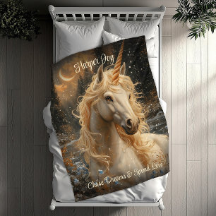 Snowy Unicorn Inspirerend winterfantasie Fleece Deken