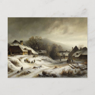 Snowy Village and Landscape Briefkaart