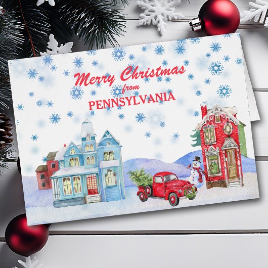 Snowy Village de Pennsylvanie Carte de Noël