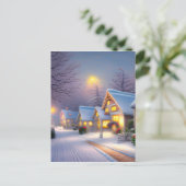 Snowy Village Graphic Briefkaart (Staand voorkant)