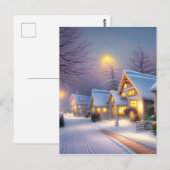 Snowy Village Graphic Briefkaart (Voorkant / Achterkant)