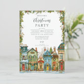 Snowy Village Kerst Kaart (Staand voorkant)