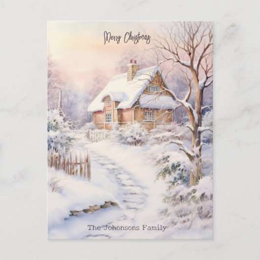 Snowy Village Kerstfeest Briefkaart (Voorkant)