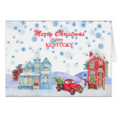 Snowy Village van Kentucky-kerstkaart (Voorkant Horizontaal)
