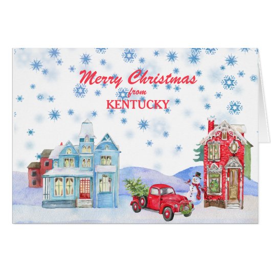 Snowy Village van Kentucky-kerstkaart (Voorkant Horizontaal)