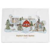 Snowy Village Winter Holiday Favors Groot Cadeauzakje (Voorkant)