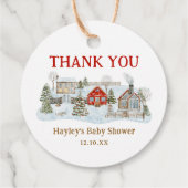 Snowy Village Wintervakantie Dank u Bedankjes Labels (Achterkant)