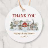 Snowy Village Wintervakantie Dank u Bedankjes Labels (Voorkant)