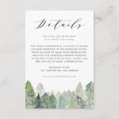 Snowy Waterverf Evergreen Forest Wedding Details Informatiekaartje (Voorkant)