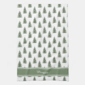 Snowy Waterverf kerstboompatroon Theedoek (Verticaal)