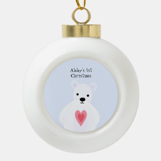 Snowy White Beer Keramische Bal Ornament (Voorkant)