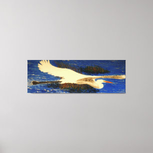 Snowy white egret "estuary" canvas afdruk