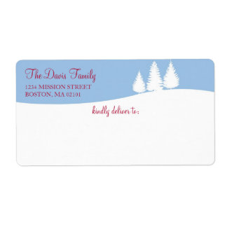 Snowy white landscape pine tree shipping address etiket