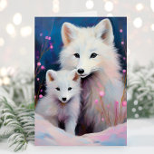 Snowy Winter Arctic Fox Modern Art Kaart