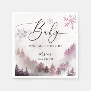 Snowy Winter Baby shower Pink Snowflakes  Servet
