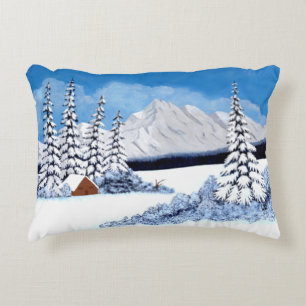 Snowy Winter Bright Accent Pillow Accent Kussen
